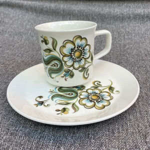 Johnson Brothers England Floral Cup and Saucer Set Mid-Century Loreto flower